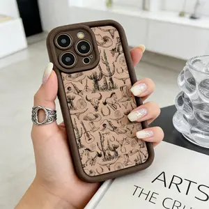 Western Graffiti Pattern Phone case for iPhone 17 16 Pro Max 15 Plus 14 13 12 11  Air XR XS Shockproof Silicone TPU Bumper Drop Protection Cover