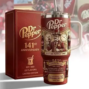 Dr Pepper 141st Anniversary Limited Edition 40oz Tumbler - Ultimate Legacy Collector Edition Travel Mug - Steampunk Vintage Style Insulated Cup with Handle - Since 1885 Original Recipe Soda Fan Gift