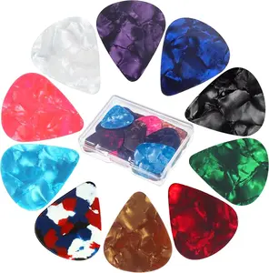 30 count Guitar Picks, 3 Different Thickness Abstract Art Colorful Celluloid Guitar Pick Plectrums For Bass, Electric, Acoustic Guitars Includes 0.46mm, 0.71mm, 0.96mm (Color Random)