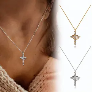 Cross Full Diamond Necklace Crown Rotatable,Tiny Initial Necklaces for Women,Trendy All-match,Suitable for leisure, business, entertainment and any other occasions Valentine's Day gift, Timeless Style for Every Occasion,For Beach Summer,SpringStatements
