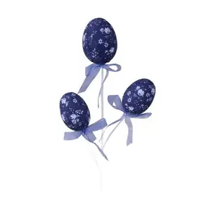 12.25" Chinoiserie Egg Pick x3 — Dark Blue/White