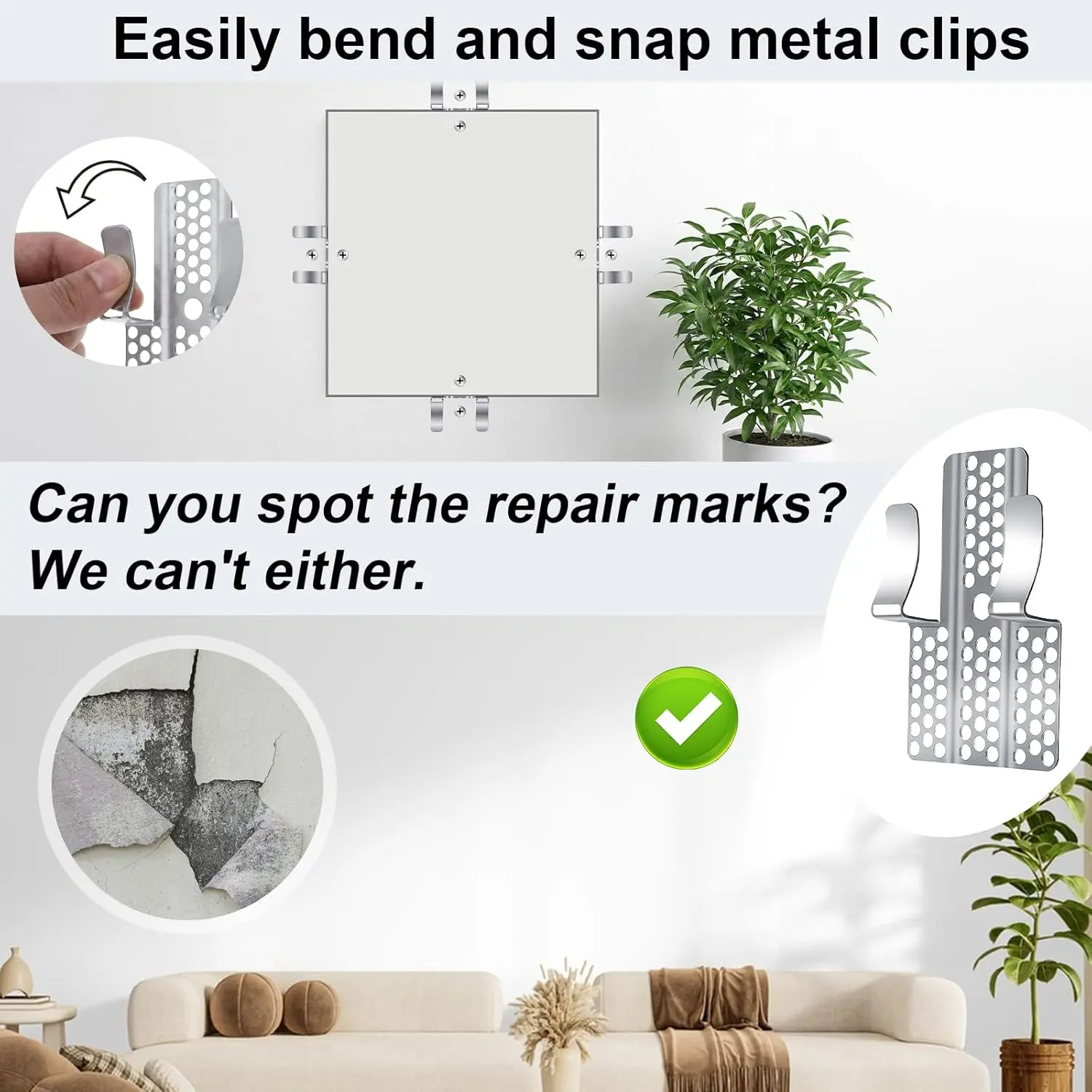 GJANSH Easy-to-Install 1/2-Inch Drywall Clips,Drywall Repair Tools, Professional Wall Hole Repair Kit and Drywall, Sturdy Metal-Backed Clips with Screws for Home Renovation,fathersdaygift