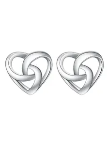 Women's Elegant Heart Stud Earrings, Fashion Stainless Steel Heart Ear Jewelry, Minimalist Style, Lightweight Comfortable, Daily Wear