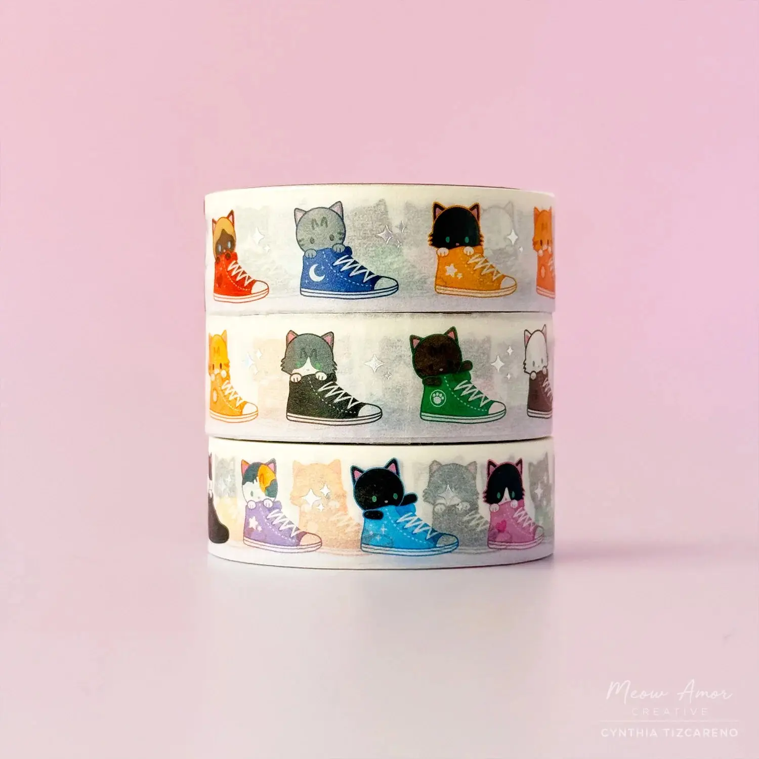 Sneaker Cats Holo Foil Washi Tape