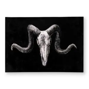 Begin Home Decor C1ROAR57N937YW 5 x 7 ft. Skeleton Skulls Grunge Style Outdoor Area Rug - Black Animals - Rectangle