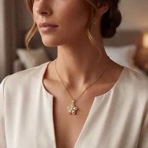 Rotating embroidery ball zircon flower pendant collarbone necklace, elegant minimalist neck chain, adjustable copper necklace, suitable as a gift,dad to daughter necklace gift,couples freak gifts,Gold Plated Pendant Necklace,necklace stack