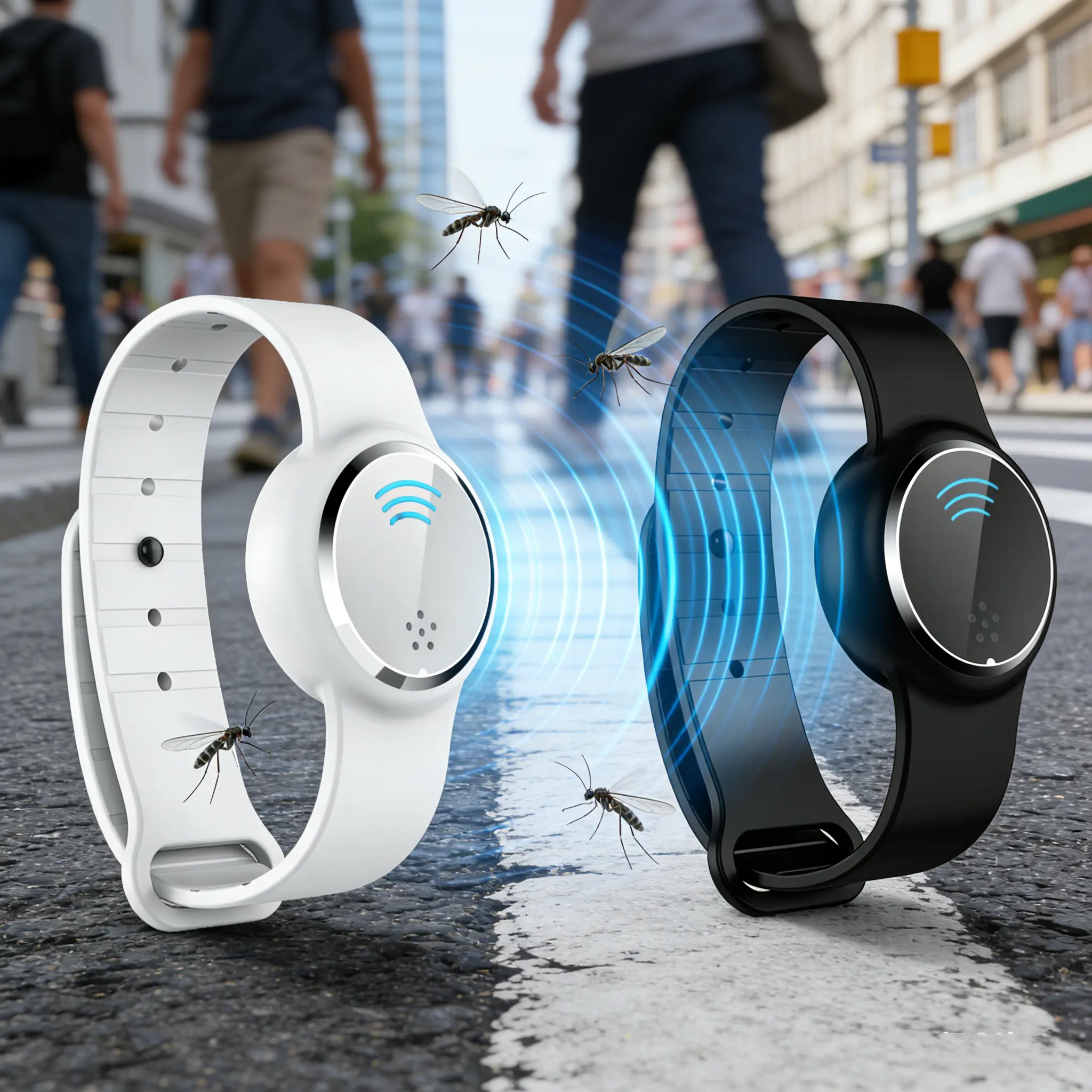 Outdoor Ultrasonic Mosquito Repellent Bracelet Adjustable Silicone Wristband for Children Adults Electronic Anti-Mosquito Strap
