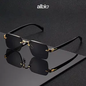 Frameless Square Glasses, Unisex Fashion Trendy Eyewear  Ideal Gift Choice for Street Style