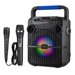 JAMELO Portable Karaoke Machine with Wireless Microphone, Bluetooth Speaker Karaoke Pa System for Adults Kids with LED Lights, Supports TF Card/USB/AUX Input for Home, Party, Birthday, Music Lovers Girls Boys Friends Gift