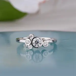 Five Stones Bubbles Moissanite Statement Ring