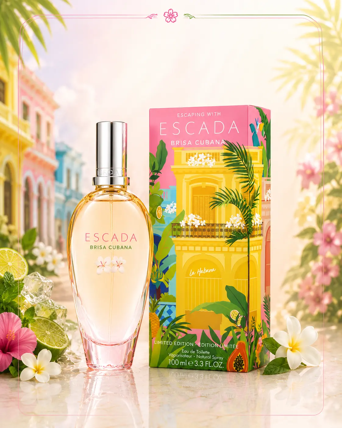Escada Brisa Cubana Limited Edition Women's Fragrance, Breezy Citrus Scent, 3.4oz (3 to 3.9 fl oz) EDT Spray Bottle