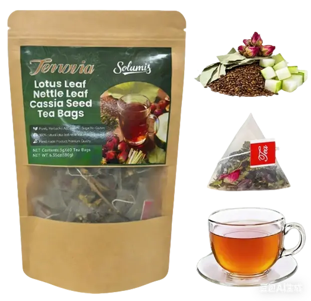 Solumis Anti-Inflammatea Herbal Tea Bags - lotus leaf cassia seed nettle caffeine-teajunkie -Better blends- 100% natural ingredients - eco-friendly tea bag-60 bags - handcrafted quality - vegetarian friendly - additive-free beverage