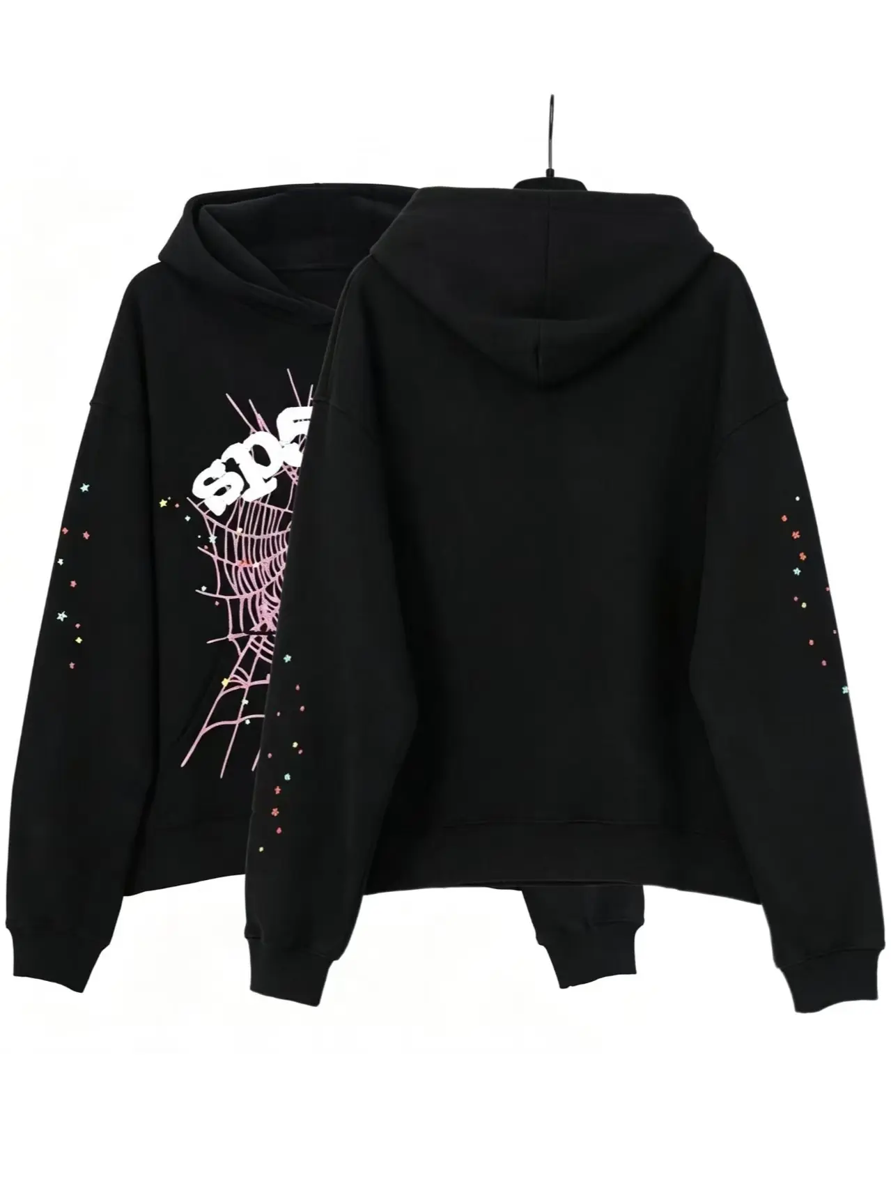 y2k hoodies, Men's Hip Hop Spider WebPattern, Graphic Alphabet Print HarajukuVintage Hoodie, Punk rock style, LongSleeve Street Wear Top For Both Men AndWomen Oversized Hoodies Casual Pullover Stylish Sweater Streetwear Sweatshirt Black Fashion Menswear