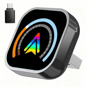 A dual-function wireless adapter that supports Carplay and Android Auto, easy to plug in and use, quickly and automatically connects without delay, and features a stylish design suitable for both iPhone and Android devices, with USB/USB-C ports.