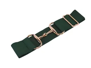 2 inch Luxury Elastic Equestrian Belt, Horse Riding Belt with Rose Gold Buckle, Stretchable and comfortable waist (Hunter Green)