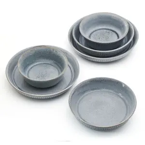 Gray 6 Piece Stoneware Dinnerware Bowl Set - Tableware for Home Decor