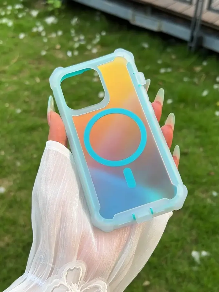 HISTORYOO For iPhone 17 Pro Max Air 16 15 14 Plus 13 12 Pro For MagSafe Magnetic Color Changing Laser Gradient Dazzling / Glitter / Feather 2 layer Case Fluorescent Iridescent 2 in 1 PC Front Frame 4Corner Coverage Anti-Drop Matte Bumper Shockproof Cover