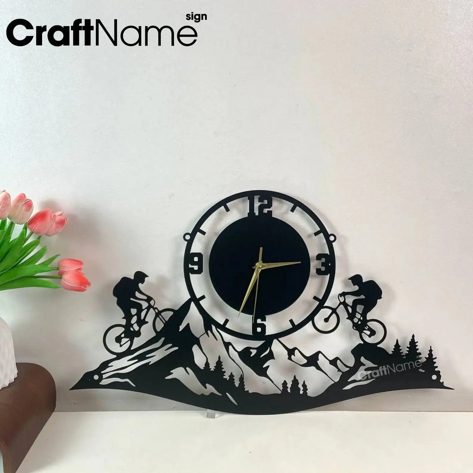 CraftNameSign Mountain Bike Metal Wall Clock, Cyclist Wall Decor, MTB Rider Gift, Modern Home Decor, Cyclist Gift Home Decor, Biker Gift