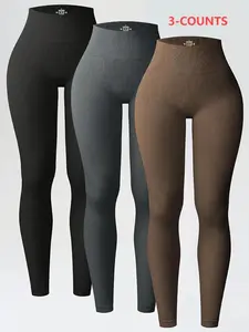 Women's Seamless Ribbed Leggings, High Waist Design, Non-See Through, Comfortable Fit, Ideal for Yoga, Fitness, Daily Wear, High Waisted Leggings, Stretchy Seamless Leggings