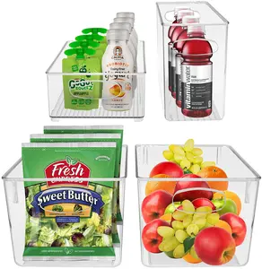 Sorbus 4-Piece Clear Plastic Container Bins for Home Organization Boxes Organiser Set Fruits