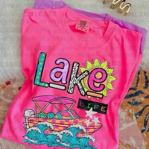 Comfort Colors 1717 Graphic Tee - Lake Life, 100% Ring-Spun Cotton, Unisex Relaxed Fit, DTF Design, Garment-Dyed Vintage Look, Soft & Durable - Shirt