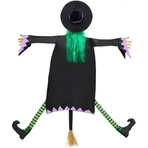 JOYIN 60" Halloween Crashing Witch Decorations Outdoor With Green Hair, Halloween Witch Decor For Tree, Haunted House Prop, Porch, Yard, Patio Indoor Decoration