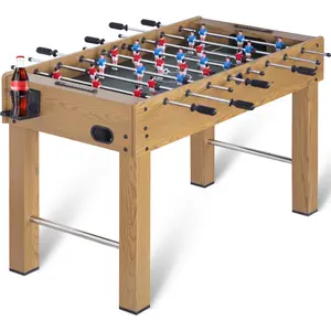 48'' Indoor Full Size Foosball Table with Leg Leveler, Soccer Game Table Football Arcade with 2 Inside Ball Cup, Comfortable Handle, Wood Grain Indoor Soccer Table Game for Home, Family and Game Room, Family Game, Gifts