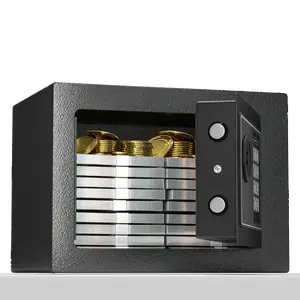 Electronic security safe box made of solid steel, dual keys included, reliable protection for valuables and cash at home or workplace.