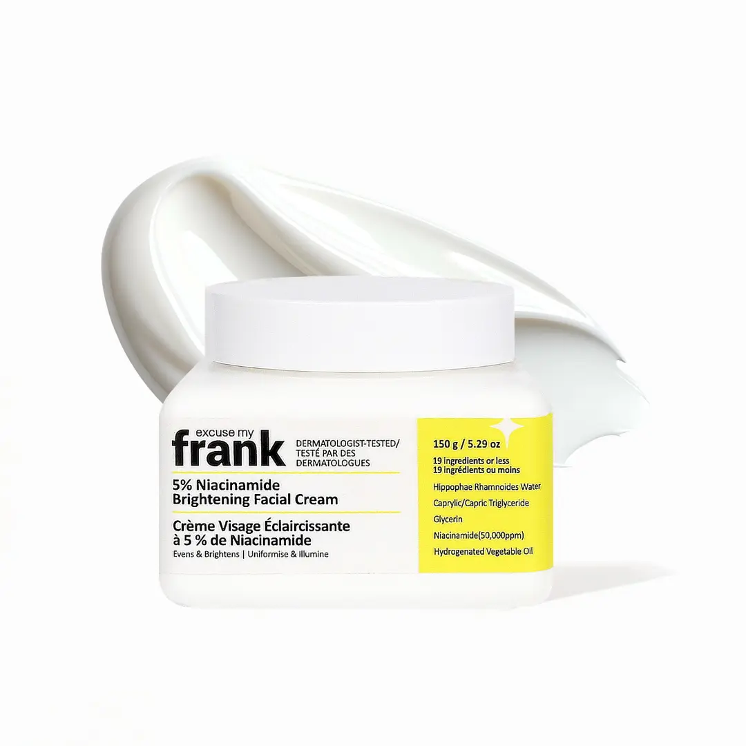Excuse My Frank 5% Niacinamide Dark Spot Brightening Cream, Korean Skincare Face Moisturizer for Uneven Tone, Pores & Skin Hydration, Vegan & For All Skin Types, Smooth Skin Routine