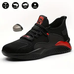 [Puncture Proof Steel Toe Shoes] Men's Steel Toe Puncture Proof Anti-skid Work Safety Shoes, Breathable Woven Knit Industrial Construction Sneakers