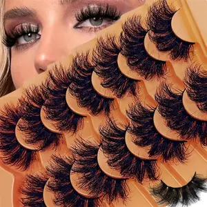 7 Pairs Eyelashes Faux Mink Eyelashes Long Lasting Fluffy Mink Lashes Volumized False Eyelashes Dramatic Volume Lashes Extension Thick Long Eyelash Extensions Set