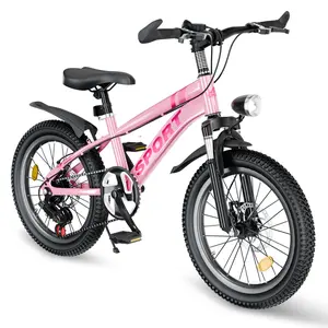 20-24 Inch Kids Mountain Bike for Boys  Girls Ages 7-12 – 7-Speed Gears, Dual Disc Brakes, Shock Absorber Front Fork, LED Light – Silver