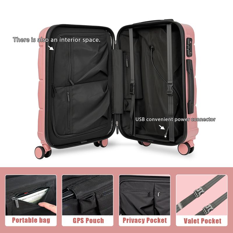 Upgraded Luggage Set Cute Aesthetic Bow Design Carry-On Suitcase 13''+20'' Set No Check-In Needed Built-In Cup Holder Hooks TSA Lock Swivel Wheels Anti-Burst Zipper Phone Holder Essential Travel Must-Have New Year Gifts