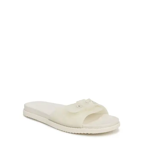Dr. Scholl's Women's Classic Flat Buckle Slides Footwear - Lightweight, Casual, Minimalist All Seasons Walking Shoes with Round Toe, Buckling Strap, and Recycled Liner