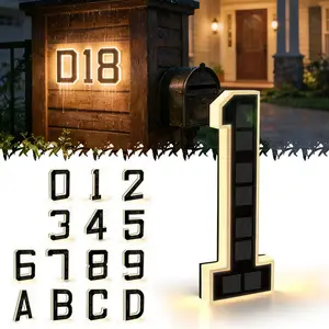 Lumenry Waterproof Solar Powered LED House Numbers - 9 Inch Large DIY Custom Illuminated Address Sign, Modern Minimalist Door Number Plaque, Durable Outdoor & Modern Farmhouse Exterior Decoration Light
