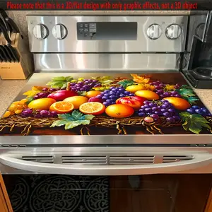 1pc, 2D/Flat Fruit Basket Stove Cover Mat, Non-Slip, Heat-Resistant Synthetic Protector for Electric Glass Stovetops, Scratch-Resistant, Multipurpose for Flat Top Ovens, Washers, Dryers, Mouse Pads, Kitchen Decor