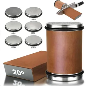 Rolling Knife Sharpener | Rapid Knife Sharpener & Kitchen Knife Sharpener| for Knives, Scissors, Cleavers & Outdoor Tools | Wooden Handle Sharpening Stone