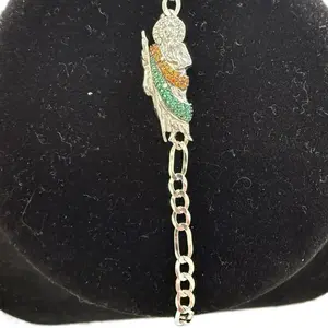Pulcera de San Judas Tadeo tri color en plata 925 con rodio