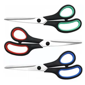 LMMAKE 3 Pack Scissors 7.9" with Ergonomic Soft Grip Handles Durable Stainless Steel Sharp Colored Set Red Green Blue for Office School Kitchen Crafts
