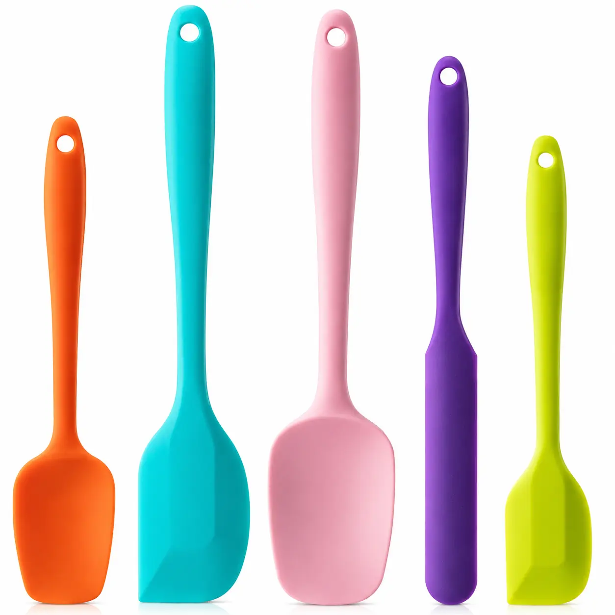 5-Piece Silicone Spatula Set, Food-Grade BPA-Free Heat Resistant Rubber Spatulas with Stainless Steel Core for Baking, Cooking & Mixing, Multicolor