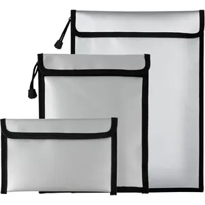 Upgraded Fireproof  Document Bag - 3 Pack Safe  Bags With Zipper, Fire & Water Resistant Storage Organizer Pouch for Documents Holder,File,,Passport,Tablet (Gray)