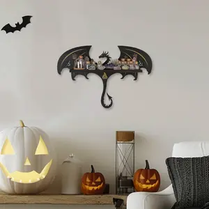 FNYDOX Gothic Evil Dragon Decor Crystal Display Shelf for Wall Wooden Witchy Shelf Rock Display Case Knick Knack Organizer Trinket Holder Wall Hanging Shelves for Essential Oil & Nail Polish
