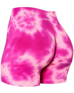 AUROLA Dream Tie Dye Seamless Workout Shorts for Women Scrunch Butt Lift Gym Shorts High Waisted Tummy Control Yoga Shorts Soft Stretch Booty Lifting Activewear Squat Proof Running Fitness Biker Shorts