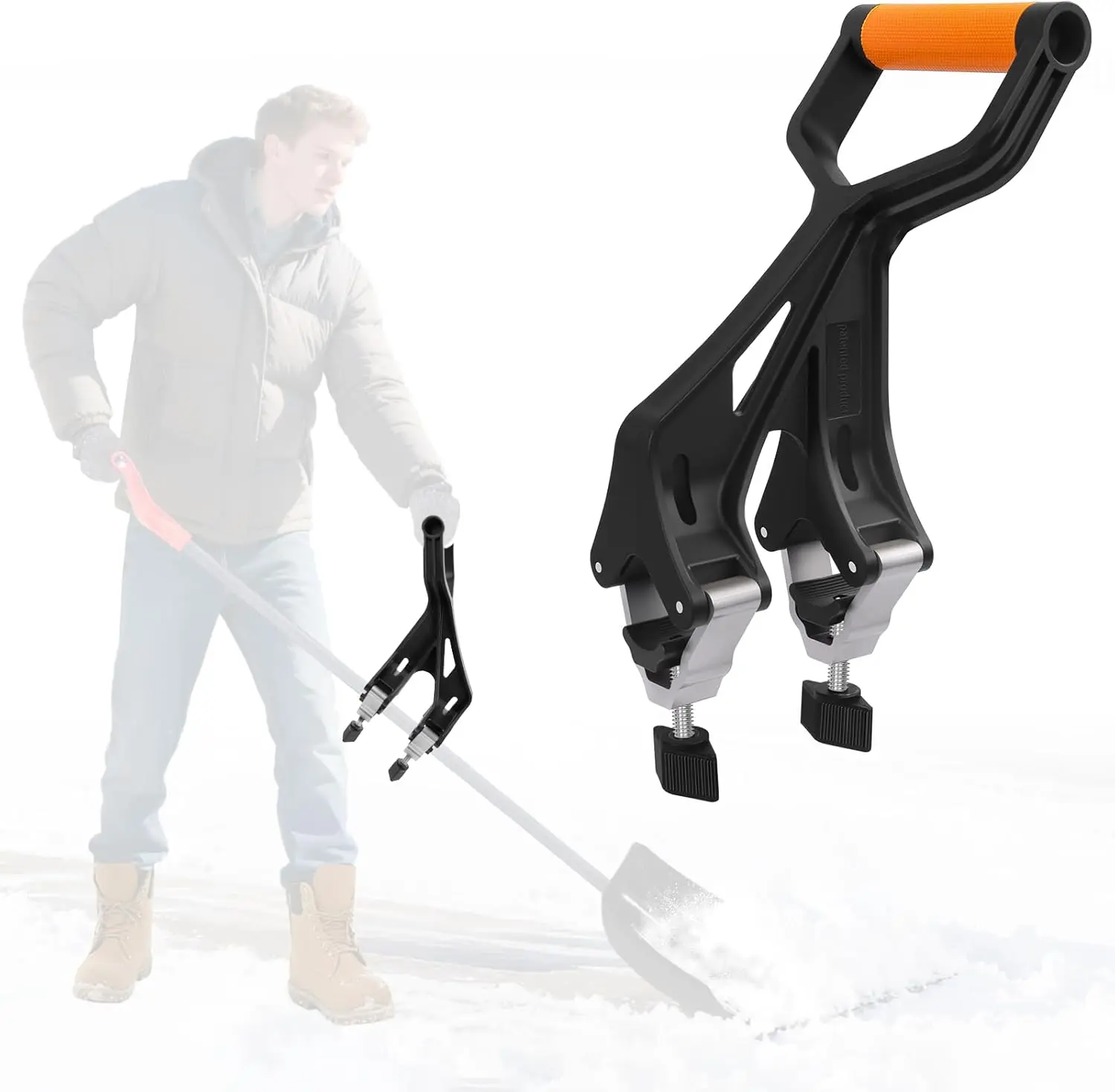 Upgraded Shovel Handle Extension, Ergonomic Snow Shovel Handle Replacement, Back Saver Attachment Universal Fit for Weed Eater, Rakes, String Trimmers, Shovels and More Yard Tools