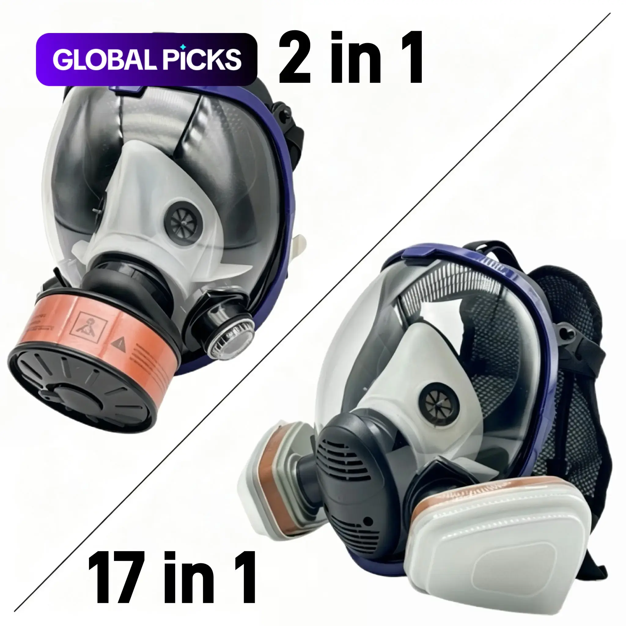 Reusable Anti-Fog Full Face Respirator with Filter, Toxic Gas and Dust Protection, Ideal for Painting, Woodworking, Construction and DIY, Safety Gear, Dustproof Gasproof Mask #GLOBAL PICKS