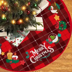 Rustic Burlap Christmas Tree Skirt - Natural Jute Cloth Tree Base Apron, Minimalist Traditional Festive Home Decoration, Holiday Gift Supply