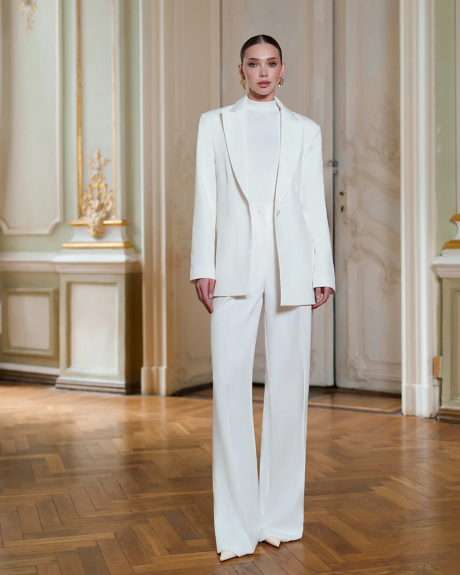 Monica White Single-Breasted Suit 2-Piece
