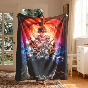 Stranger Things Theme Flannel Blanket, Large Size, Soft Lightweight Warm, Perfect for Bed Sofa Office Camping Travel, Christmas Gift