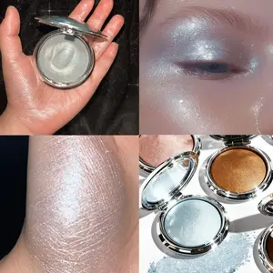 Single Color Multi Use Highlighter Disc Rose Gold Round Powder Case, Long-Lasting Shimmer Makeup, Face Eye Body Brightening, Perfect for Cosmetics Enthusiasts