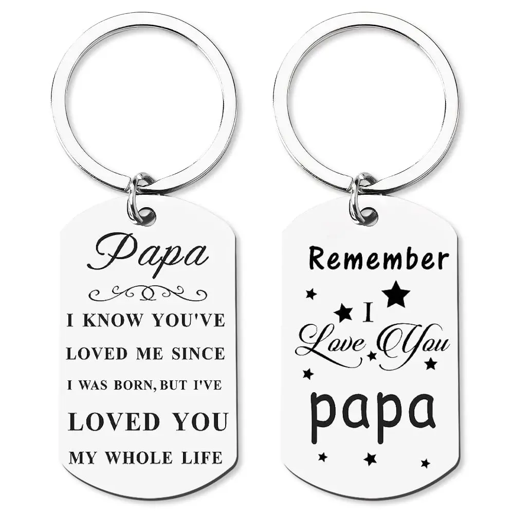 Papa Keychain Father s Day Gifts for Grandpa Grandfather Birthday Remeber I Love You Gifts for Papa Granddad Grandpa Keychain from Grandson Granddaughter
